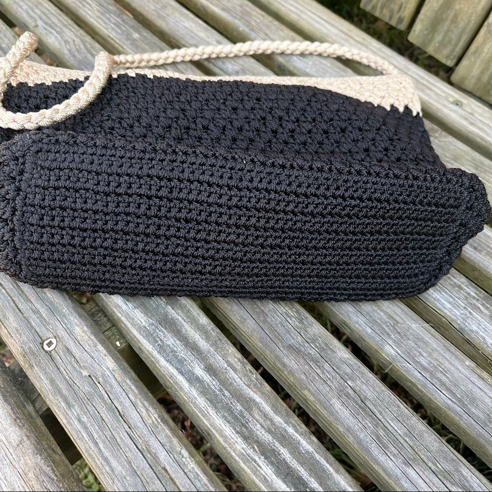 EUC The Sak knot crochet zip top purse shoulder bag - two tone two color - Picture 5 of 12
